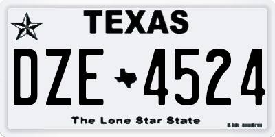 TX license plate DZE4524