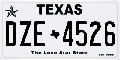 TX license plate DZE4526