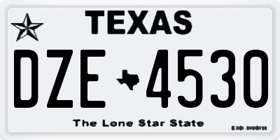 TX license plate DZE4530