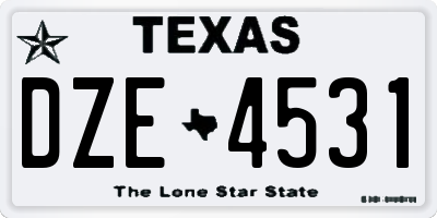 TX license plate DZE4531