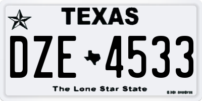 TX license plate DZE4533