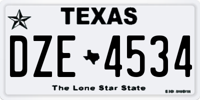 TX license plate DZE4534