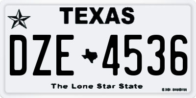 TX license plate DZE4536