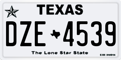 TX license plate DZE4539
