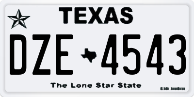 TX license plate DZE4543