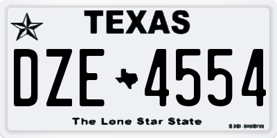 TX license plate DZE4554