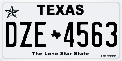 TX license plate DZE4563