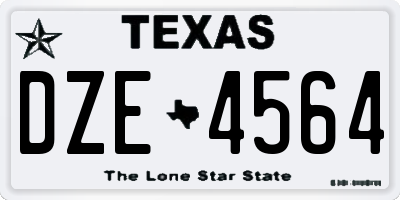 TX license plate DZE4564