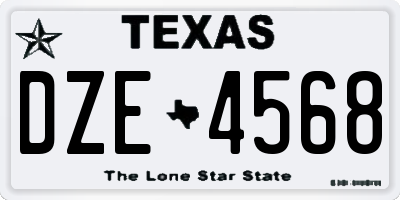 TX license plate DZE4568