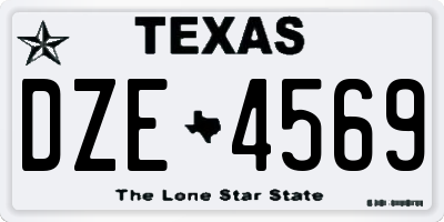 TX license plate DZE4569