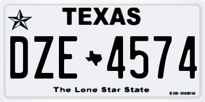 TX license plate DZE4574
