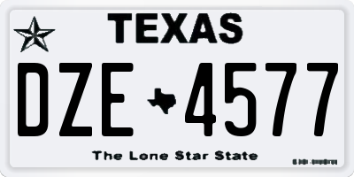 TX license plate DZE4577