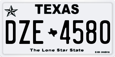 TX license plate DZE4580