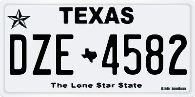 TX license plate DZE4582