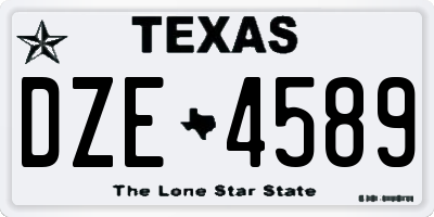 TX license plate DZE4589