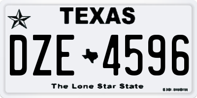 TX license plate DZE4596