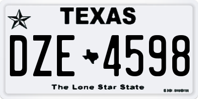 TX license plate DZE4598