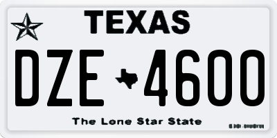 TX license plate DZE4600