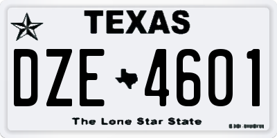 TX license plate DZE4601