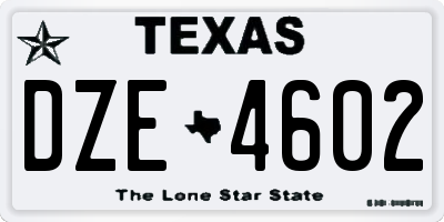 TX license plate DZE4602