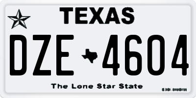 TX license plate DZE4604