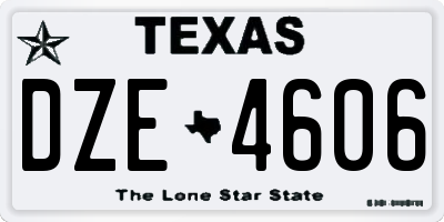 TX license plate DZE4606