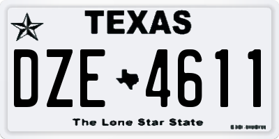 TX license plate DZE4611