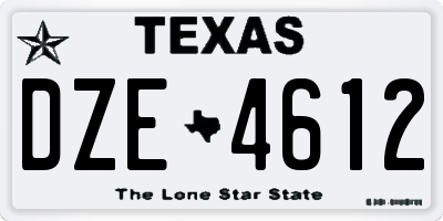 TX license plate DZE4612