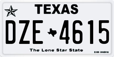 TX license plate DZE4615