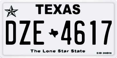 TX license plate DZE4617