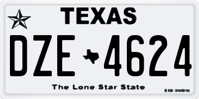 TX license plate DZE4624