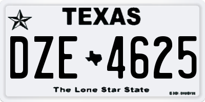 TX license plate DZE4625