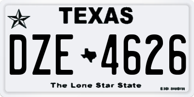 TX license plate DZE4626