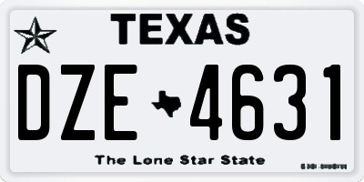 TX license plate DZE4631