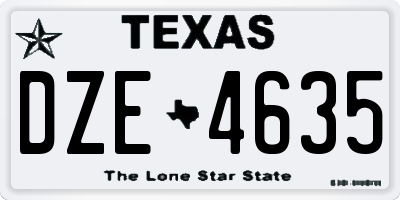 TX license plate DZE4635