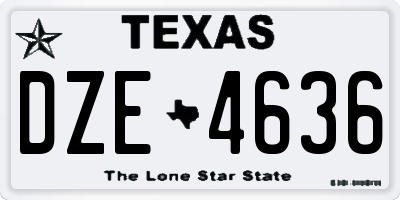 TX license plate DZE4636