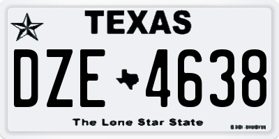 TX license plate DZE4638