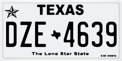 TX license plate DZE4639