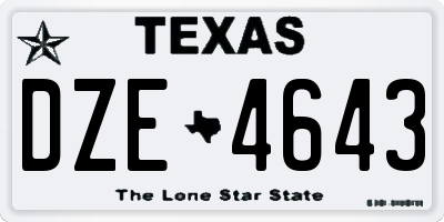 TX license plate DZE4643