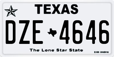 TX license plate DZE4646