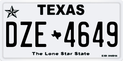 TX license plate DZE4649