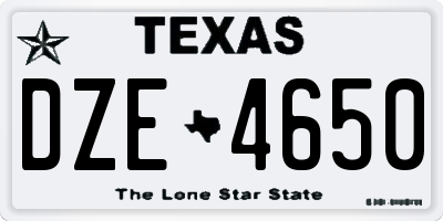 TX license plate DZE4650