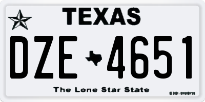 TX license plate DZE4651