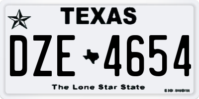 TX license plate DZE4654