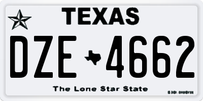 TX license plate DZE4662