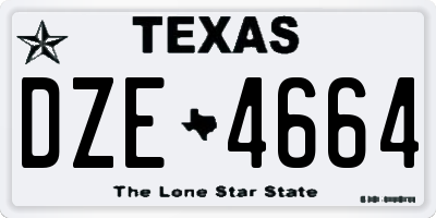 TX license plate DZE4664