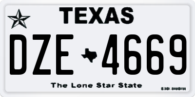 TX license plate DZE4669