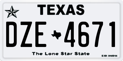 TX license plate DZE4671