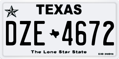TX license plate DZE4672