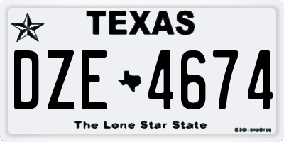 TX license plate DZE4674